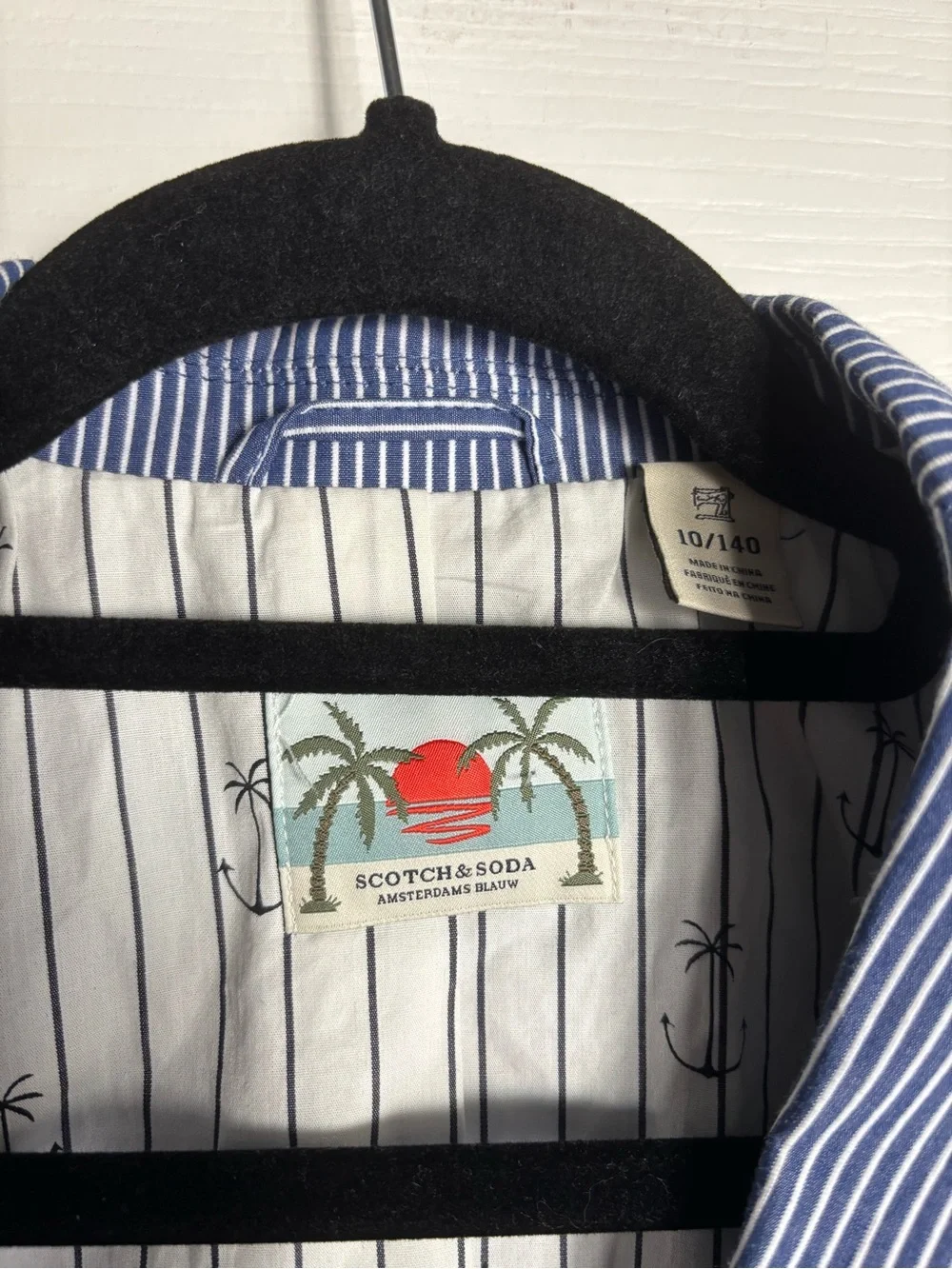 Scotch & Soda Boy blazer jacket size 10 140 blue white stripe cotton classic